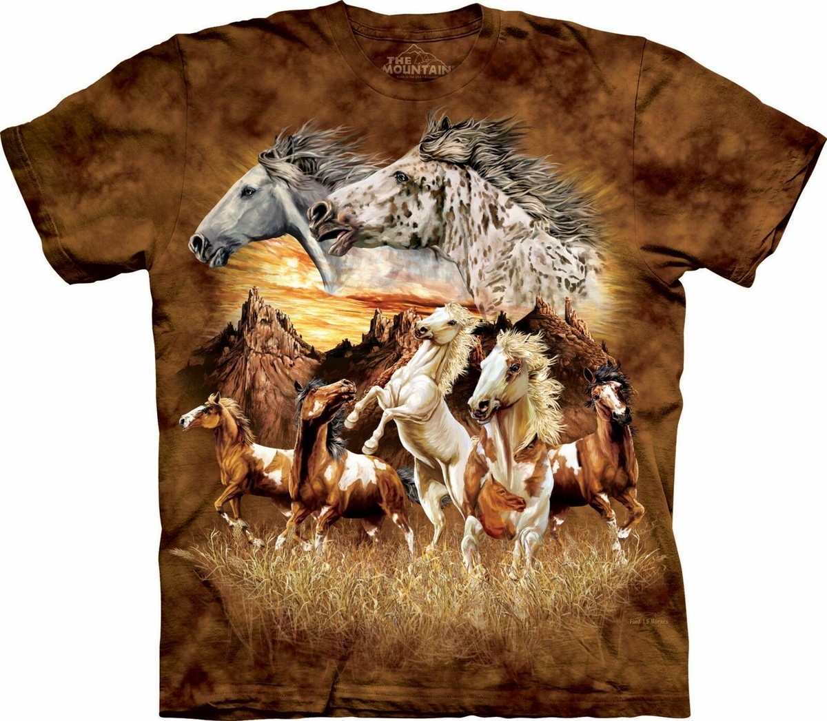 The Mountain Find 15 Horses Equine Appaloosa Paint T-Shirt Adult
