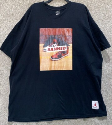 RARE Vintage Nike Air Jordan 1 Banned Shoe Black T-Shirt Men's 3XL