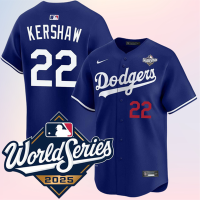 Men's Dodgers #22 Clayton Kershaw 2025 Alternate World Series