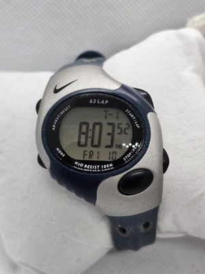 Nike Triax 42 Lap Unisex Digital Chronograph Watch Blue & Silver