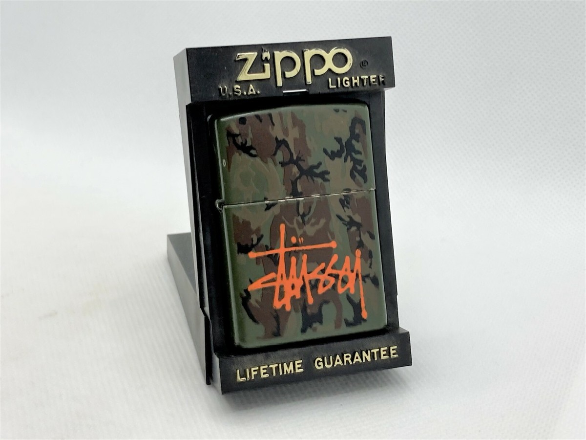 Auth Vintage ZIPPO Limited Model STUSSY Logo Lighter Camouflage