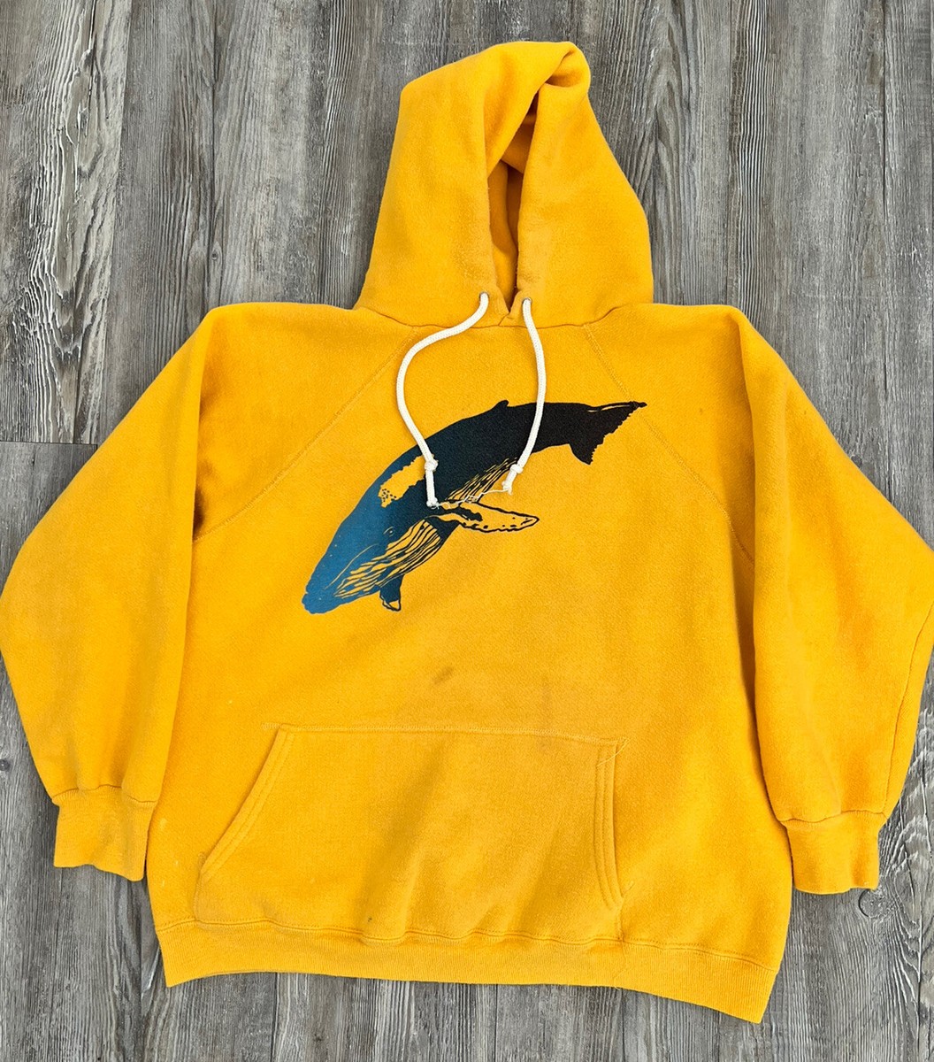 True Vintage 70s Hoodie Sweatshirt Whale Yellow Double Sided F1 | eBay