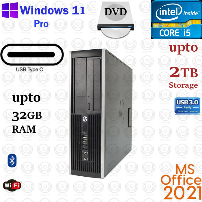 WINDOWS 11 PC HP Desktop SFF Computer Core i5 3.2 GHZ 16GB/32GB