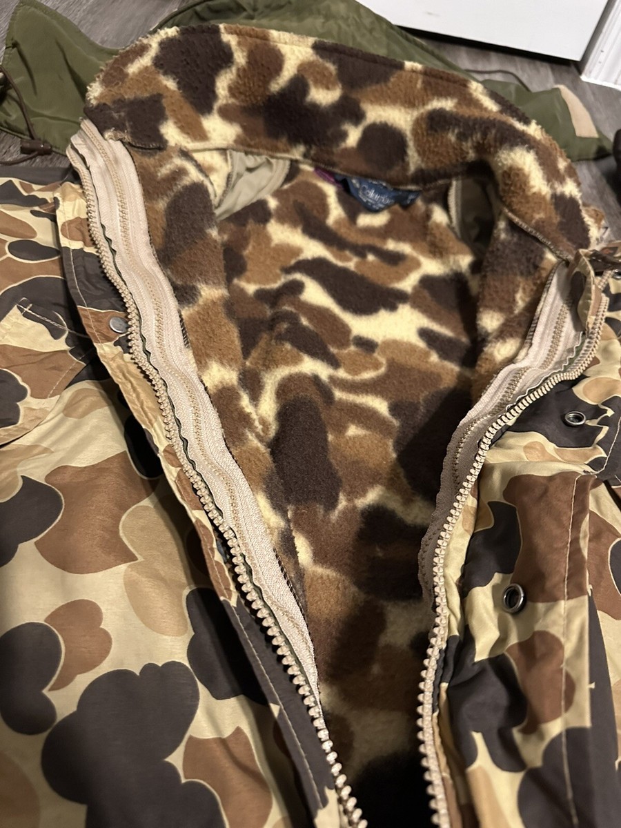 Vintage 90's Columbia Duck Camo Fleece Lined Rare Hunting Jacket