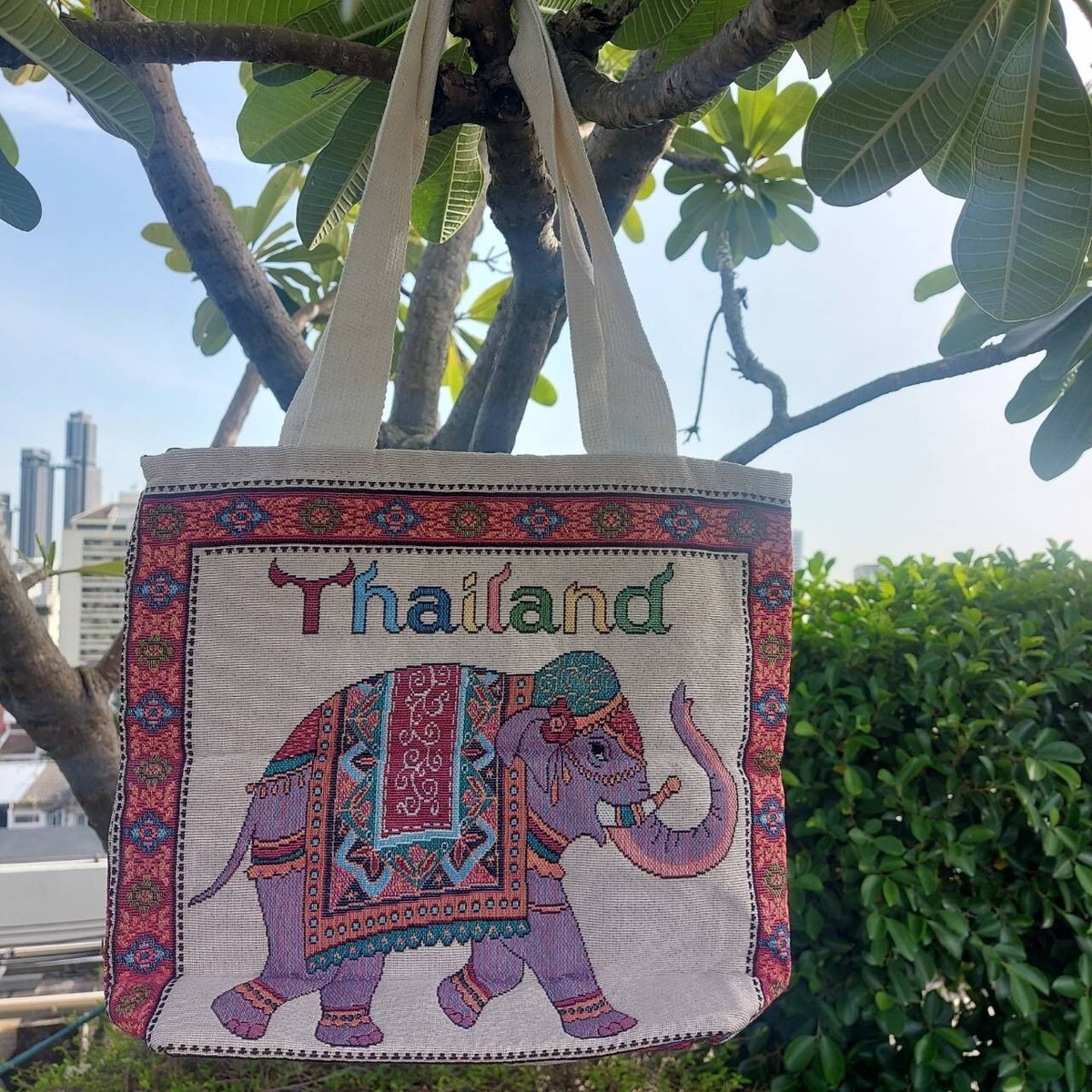Eco Friendly Thai Elephant Pattern Handbag Shoulder Bag Shopper