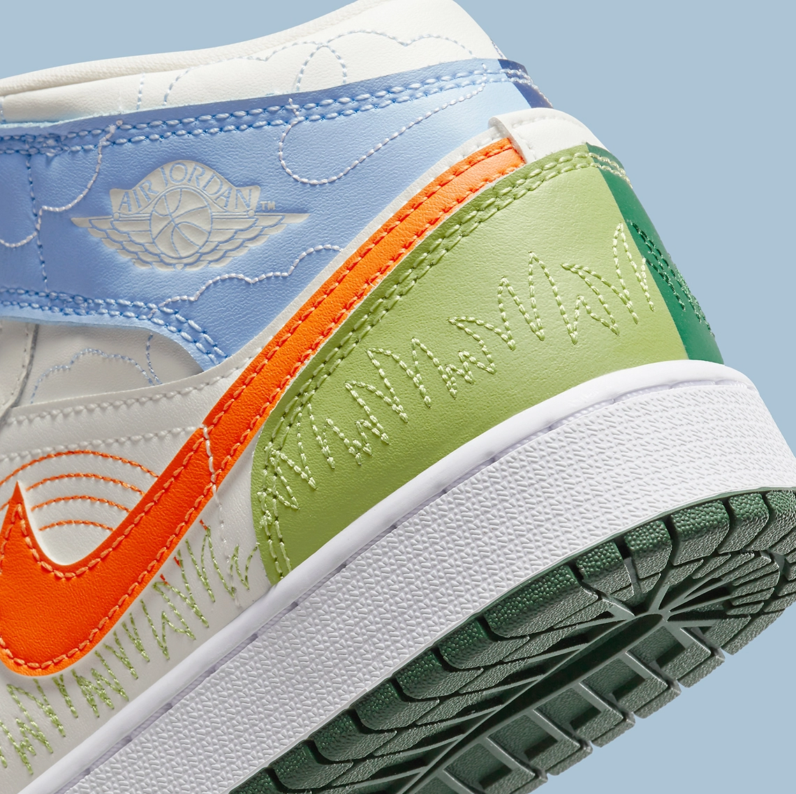 Nike Air Jordan 1 Mid Stitch GS 5.5y Women 7 DX2462-100 NEW Green