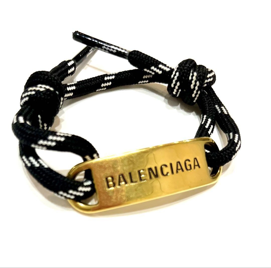 BALENCIAGA Plate Bracelet Black Gold Accessory Stylish From Japan