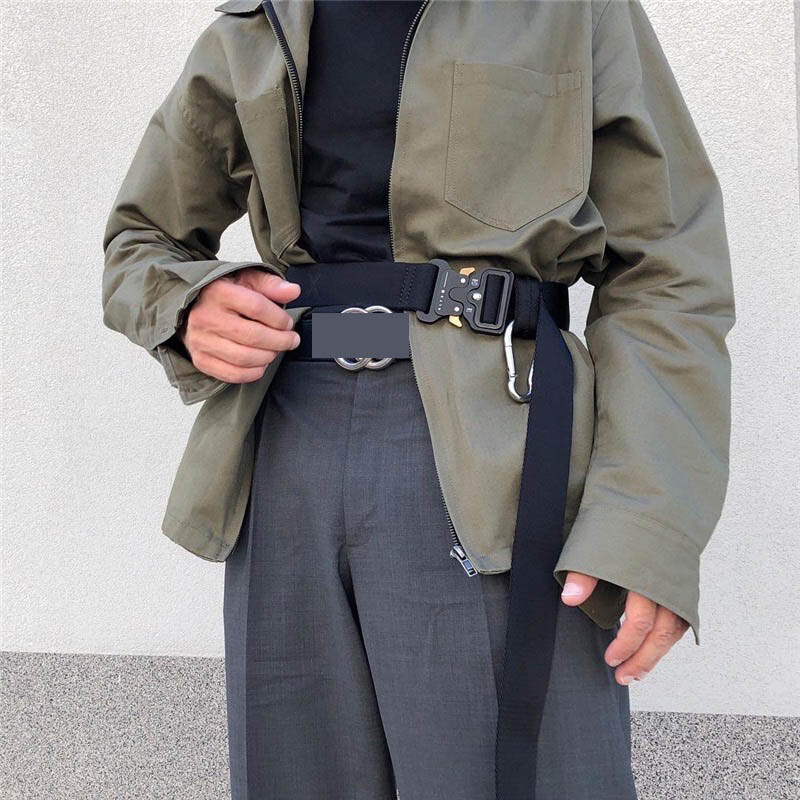 Black Silver 1017 ALYX 9SM Nylon Canvas Safety Buckle Belt Metal