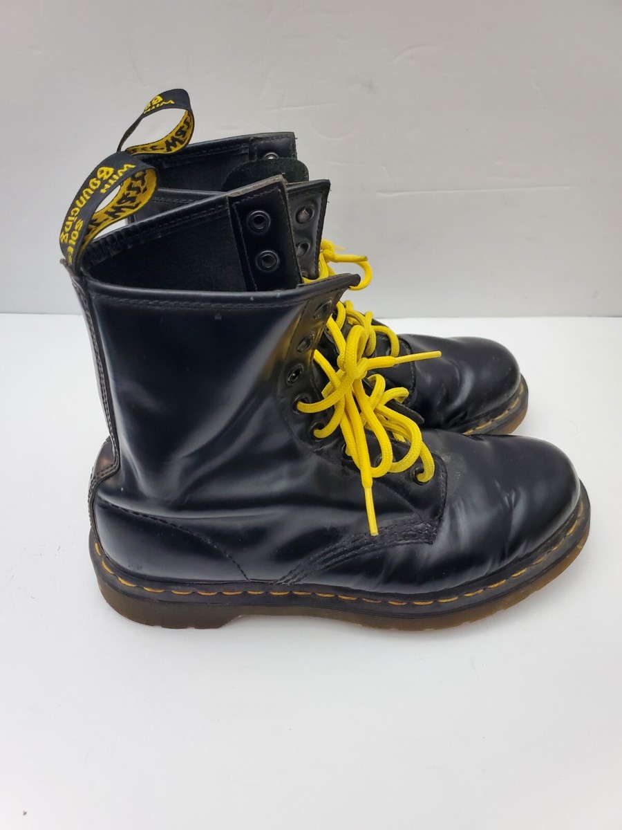 Doc Dr. Martens 1460w Womens Size 8 Boots Black Smooth Leather