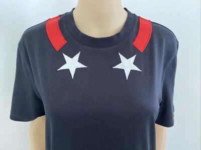 Givenchy M Black / Red Star T Shirt Short Sleeve Cotton Crew Neck