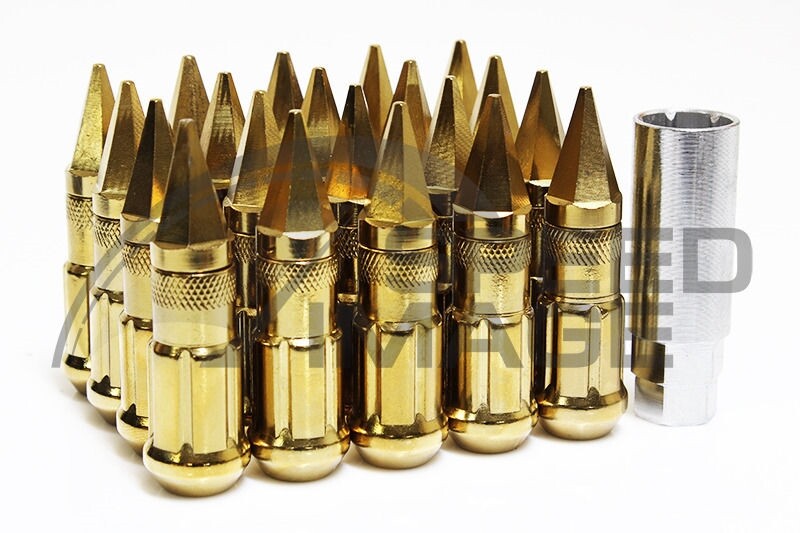 Z RACING GOLD DRAG SPIKE STEEL LUG NUTS SET 12X1.25 TUNER 20 PCS