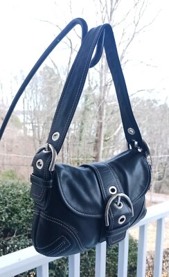 Coach F10188 Vintage Small Soho Black Leather Shoulder Bag w