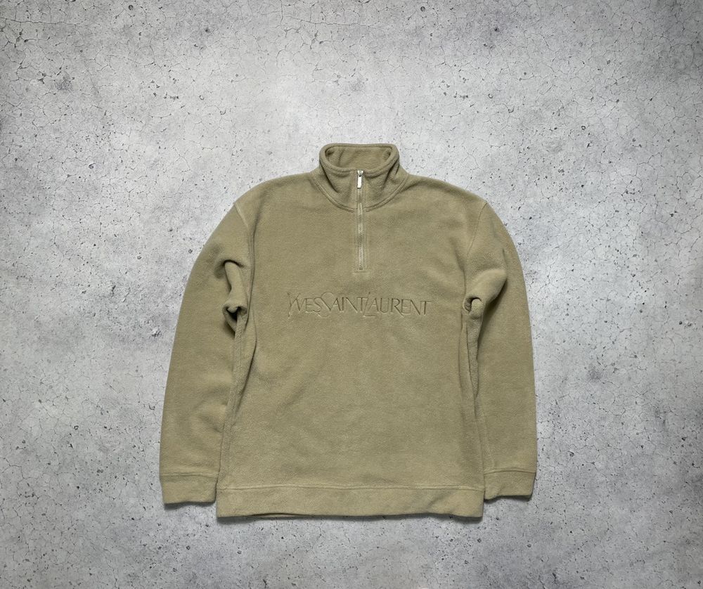 Yves Saint Laurent Fleece Sweatshirt 1/4 Zip Big Logo YSL | eBay