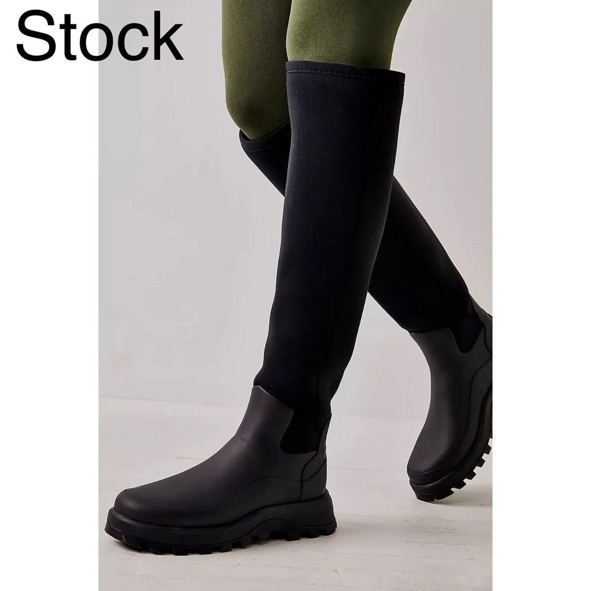 Hunter Tall City Explorer Boots in Black Neoprene Womens Size 6 37