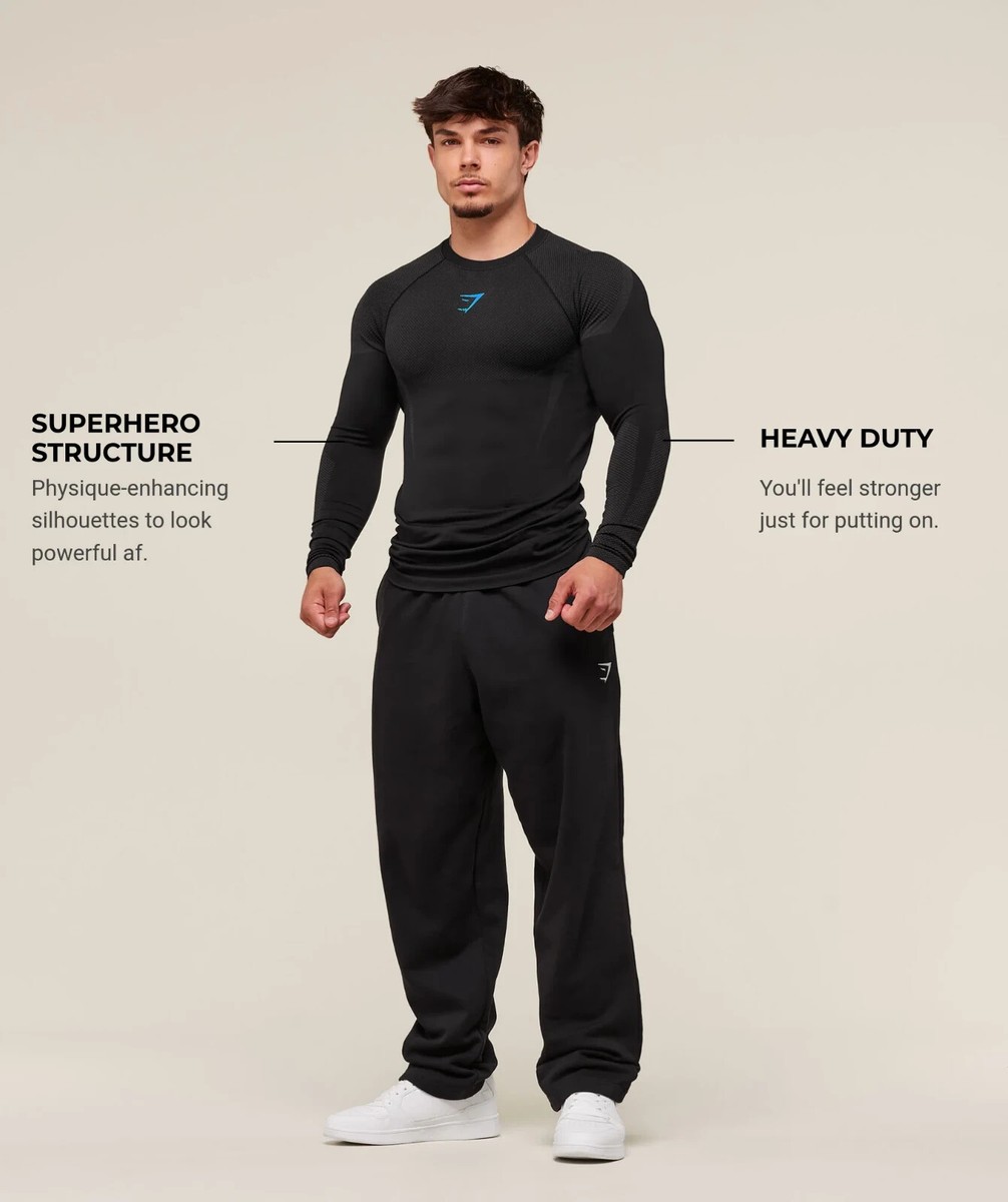 ⚫Gymshark Onyx 5.0 Seamless Long Sleeve - Black/Onyx Grey