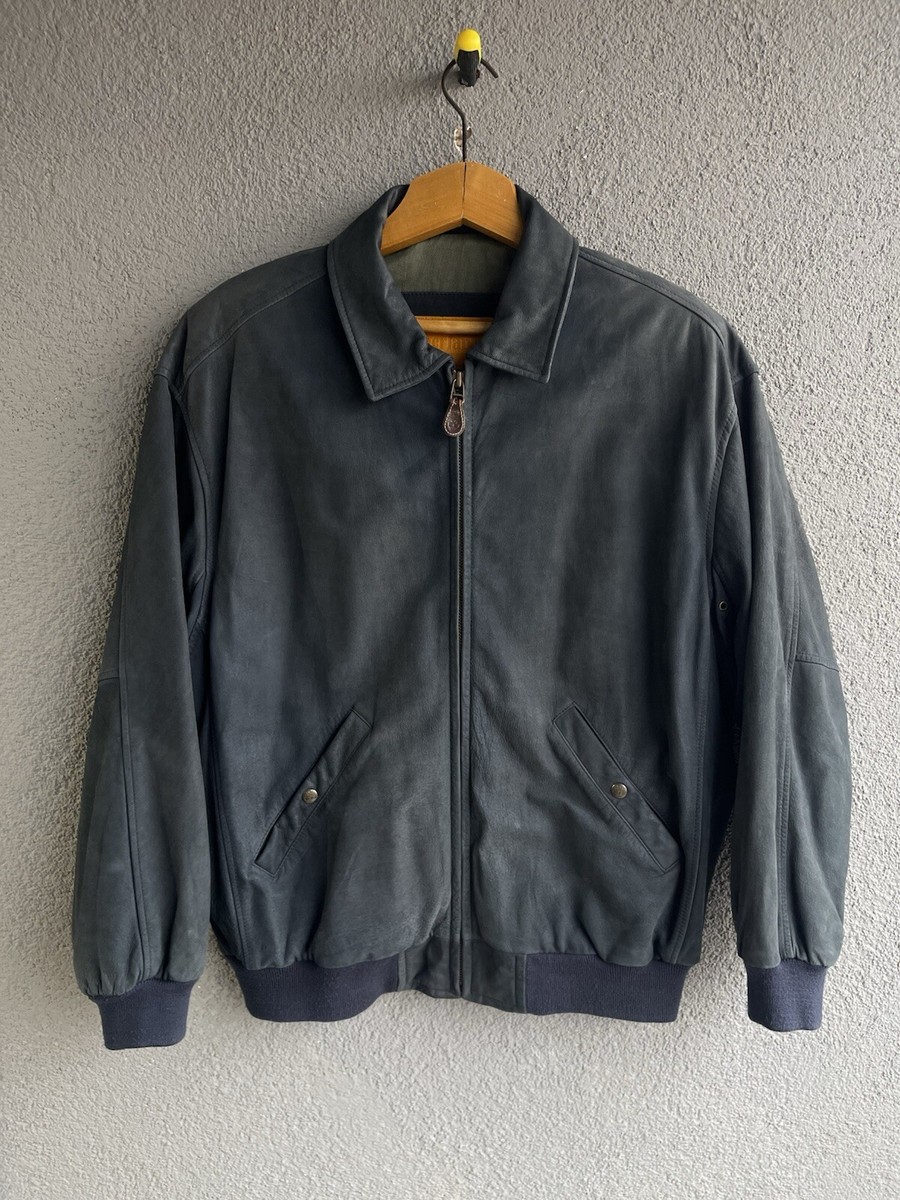 Vintage Timberland Weathergear Leather Jacket Men's Size Xl Blue