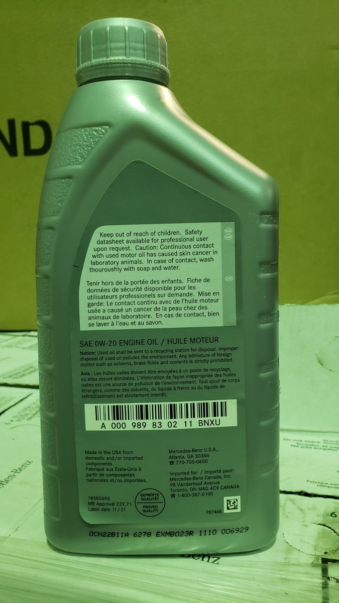 MERCEDES-AMG SAE 0W-20 MB229.71 SYN, NEW RELEASE 2022 6L/6.3QT