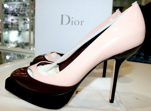 Christian Dior Regard Pumps Heels Pink & Burgundy & Black Size 40D