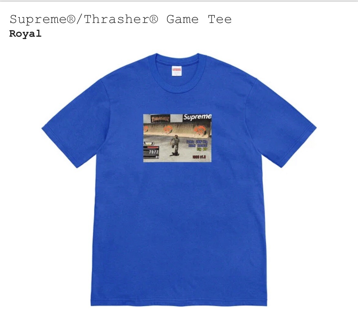 Brand New Supreme x Thrasher Game Tee Royal - Size Medium - FW21