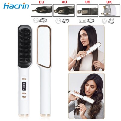 Hair Straightener Brush 3 in1 Heating Comb Straightener Electric