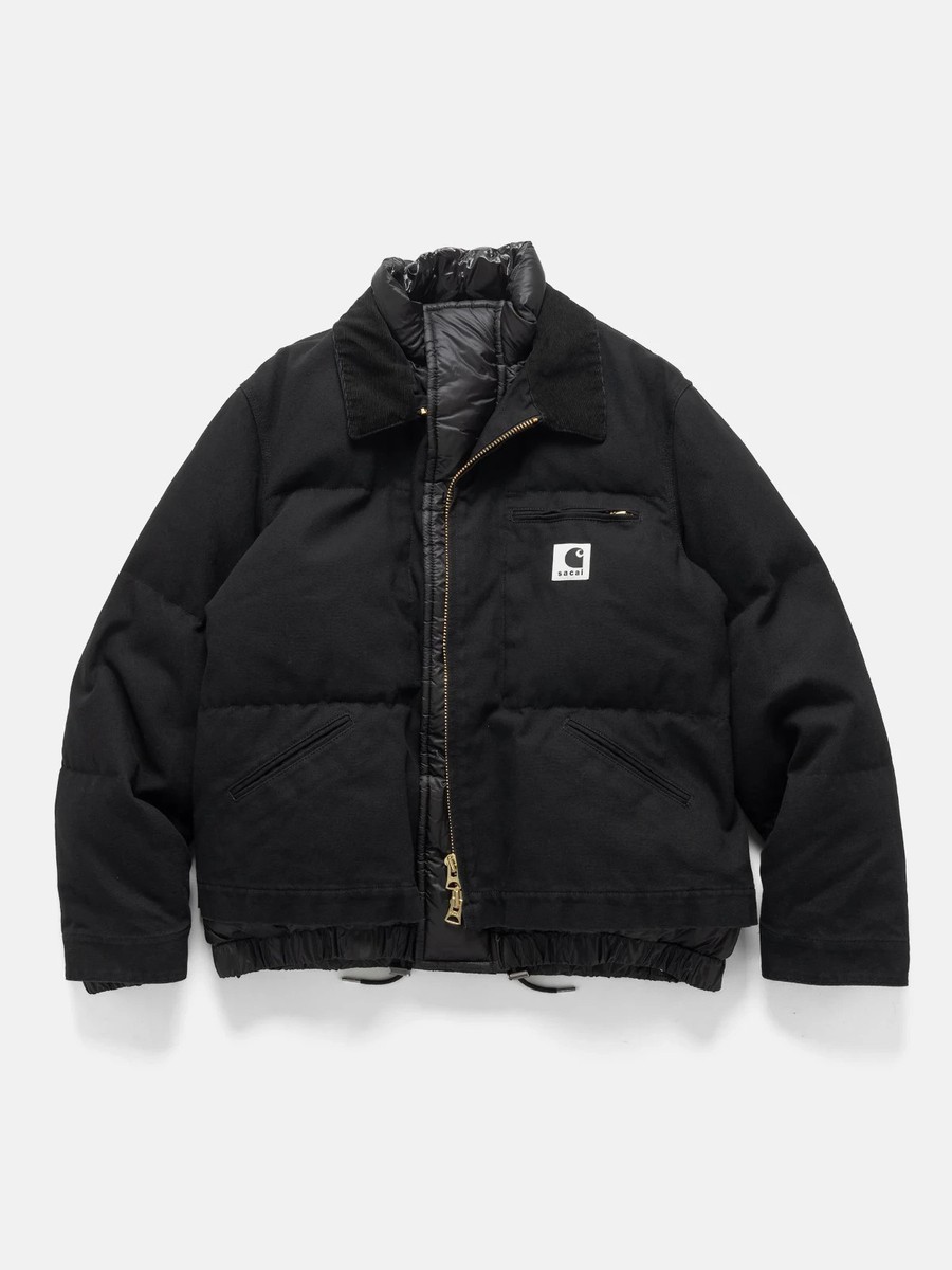 sacai Carhartt WIP Washed Duck Canvas Down Puffer Jacket BLACK