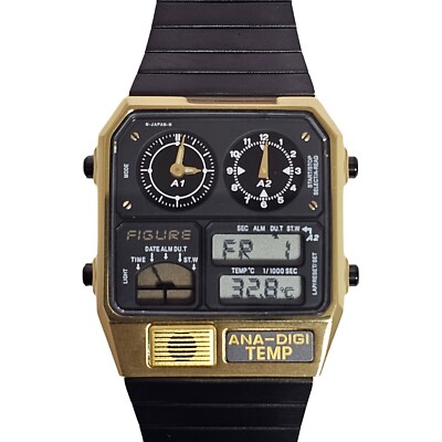 CITIZEN FIGURE ANA DIGI TEMP WATCH black gold Japan TICTAC Limited