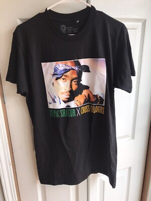 NEW Cross Colours X Tupac Shakur T Shirt Black Short Sleeve RARE