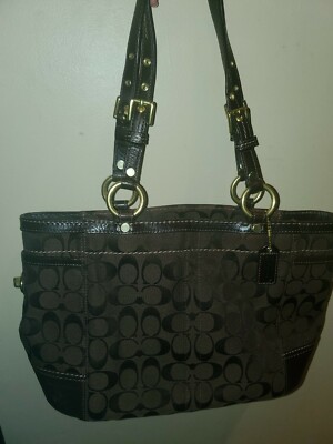 Coach Brown Coach Signature Print Tote Shopper Handbag Neuvo