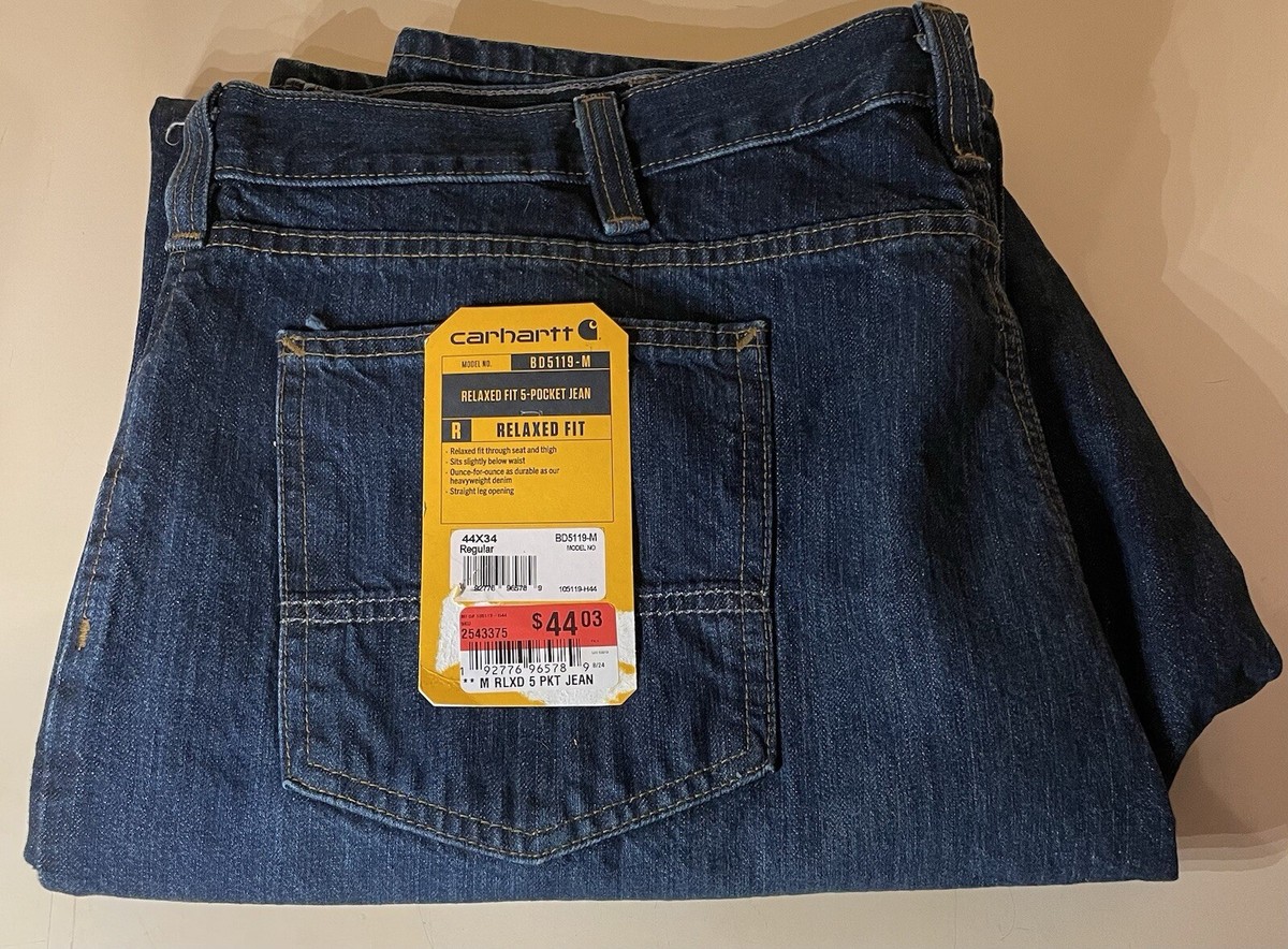 Carhartt BD5119-M Mens Blue Relaxed Fit 5 Pocket Denim Straight
