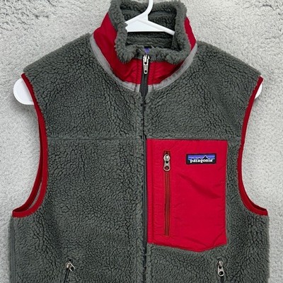 Patagonia Classic Retro-X Fleece Vest Mens XS Gray Red Full Zip