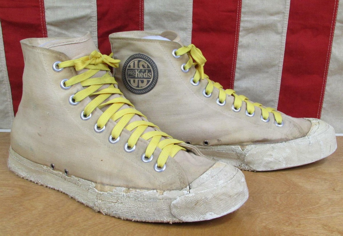 Vintage 1940s US Pro Keds Canvas High-Top Basketball Sneakers