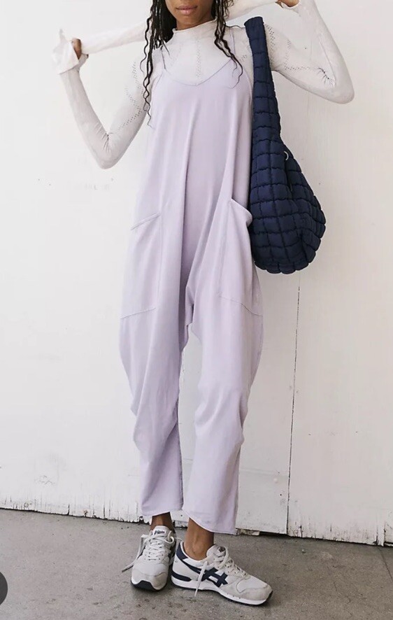 Free People Hot Shot Jumpsuit Overalls in Lavender Frost L | eBay