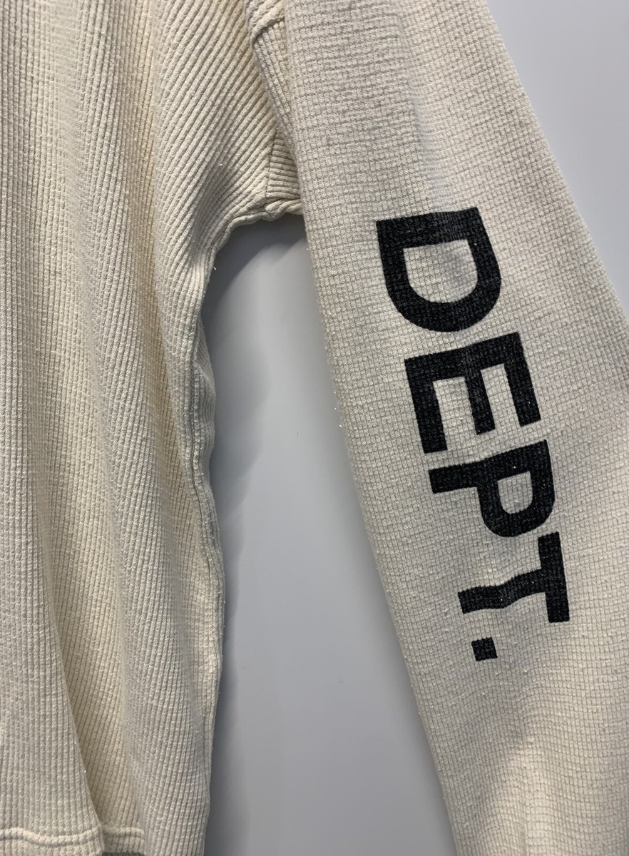 Gallery Dept. Cream Logo Long Sleeve Waffle Thermal Sweatshirt