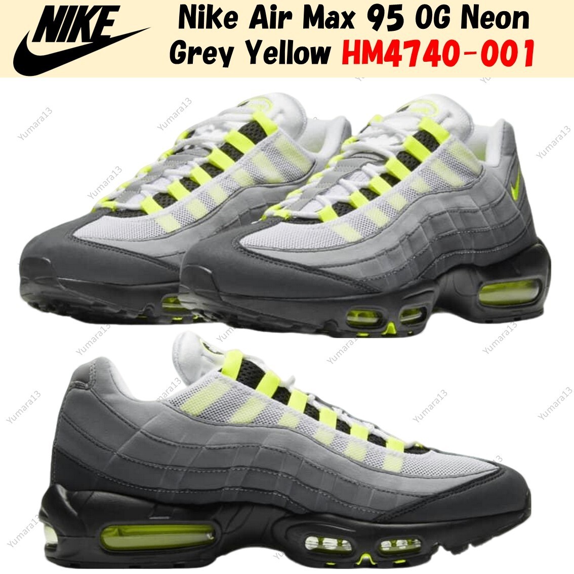 Nike Air Max 95 OG Neon Grey Yellow HM4740-001 Men's Size | eBay