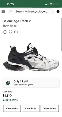 Balenciaga Track.2 Trainer Black White (size 46) | eBay