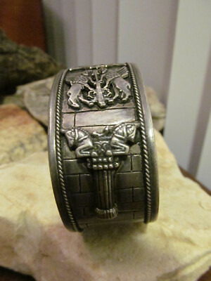 Vintage Old 900 Sterling Silver Horse, Column Handcrafted Cuff