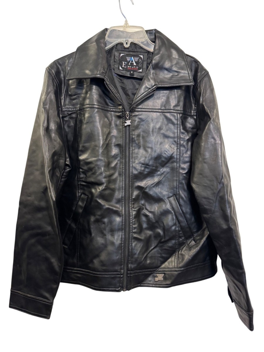 Vintage 90s Emporio Collezione Mens Leather Jacket Medium Black