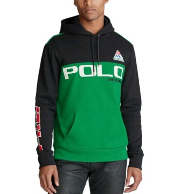 NWT Polo Ralph Lauren Racing Waffle Hoodie Green Sweater Stadium