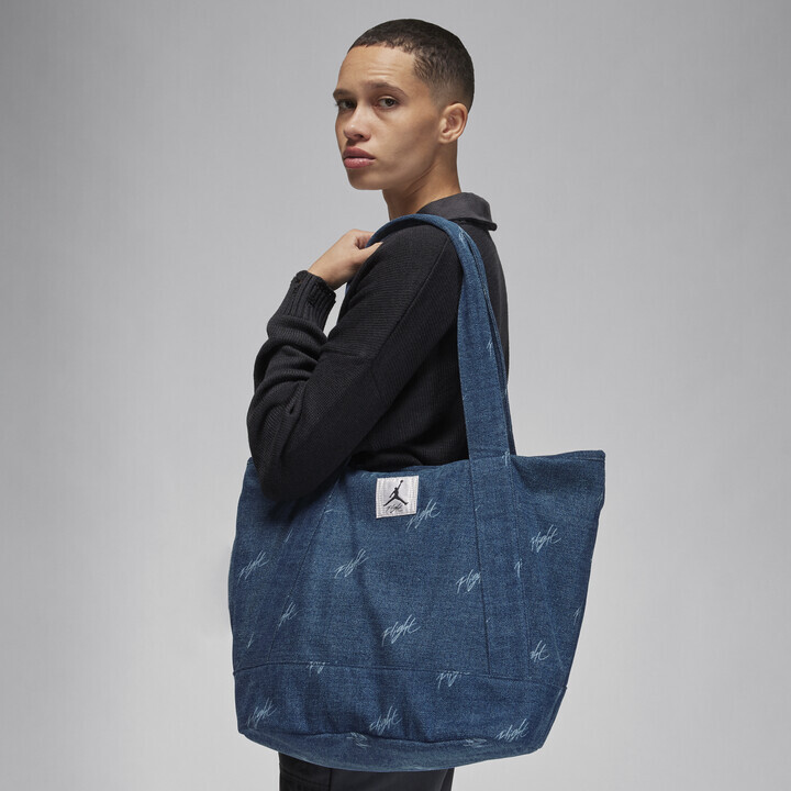 Air Jordan Flight Denim Blue 38L Tote Travel School Shopping Bag