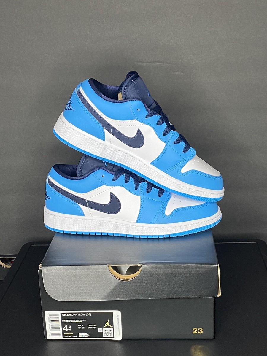 Nike Jordan 1 Low UNC Powder Blue White Black 553560 144 GS Size