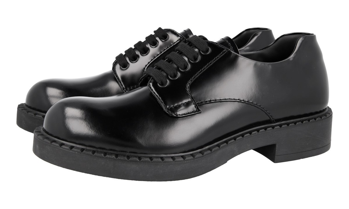 PRADA Leather Derby Double Sole Dress Shoes - 2EE345 - Black - US