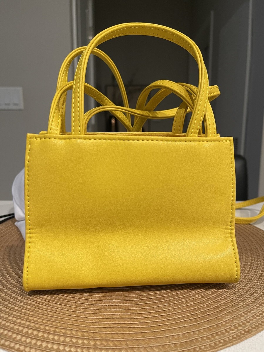 Telfar Small Bag Yellow Double Strap Faux Leather Purse Mini Bag