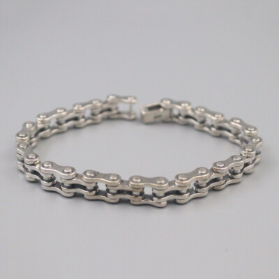 Pure 925 Sterling Silver Chain 8mm Punk Bike Anchor Link Bracelet