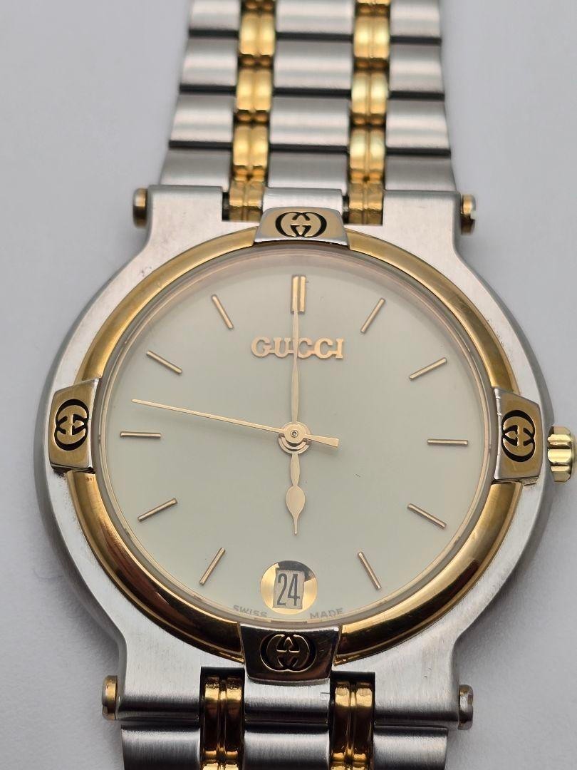 GUCCI 9000M 32mm GOLD SILVER DATE VINTAGE SWISS MADE WATCH | eBay