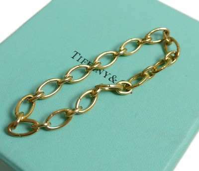 Authentic Tiffany & Co. clasp link bracelet 750 K18 Yellow Gold