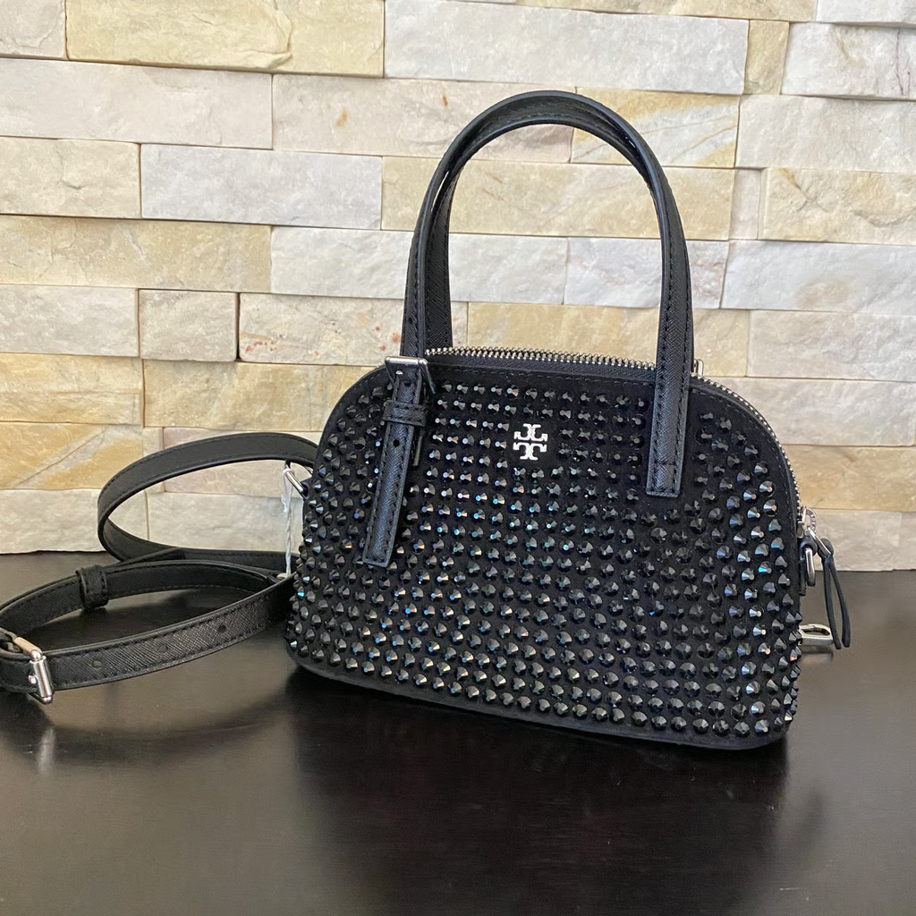 NWT TORY BURCH EMERSON DOME SATCHEL IN BLACK 153317 | eBay