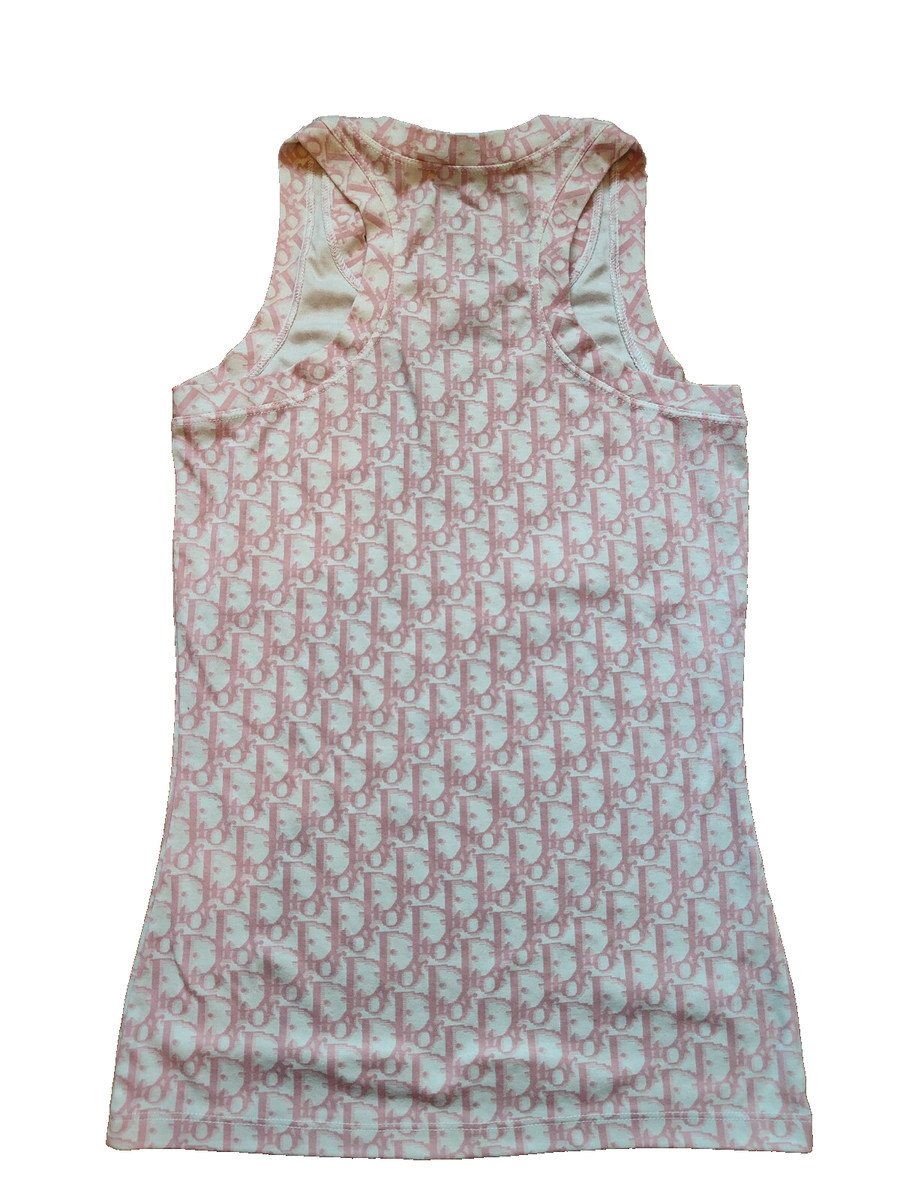 Christian Dior Vintage Trotter Logo Sleeveless Tank Top Pink x