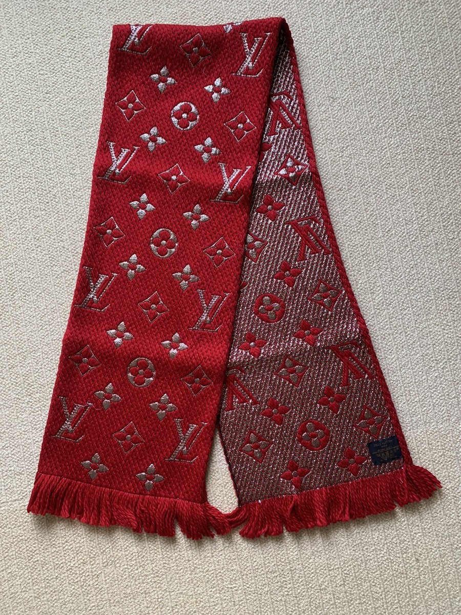 Louis Vuitton LV Monogram Logomania Red Shine Scarf Brand New | eBay