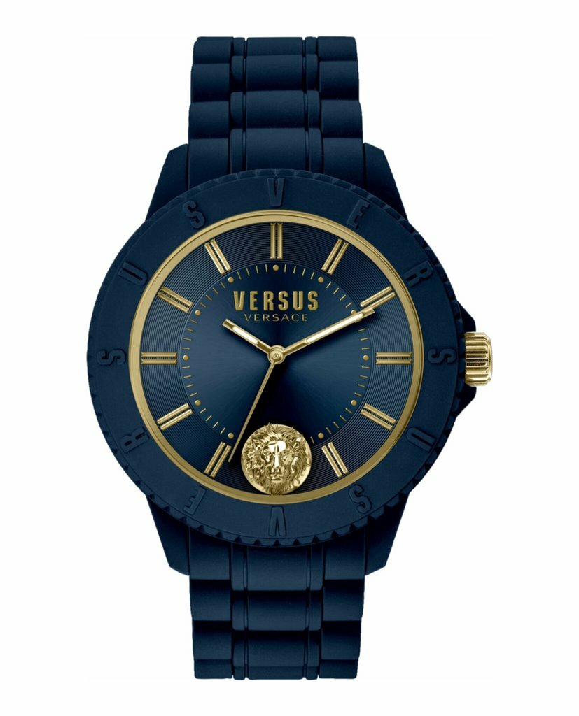 Versus By Versace Milano Gold and Blue Silicone Watch Unisex 42m