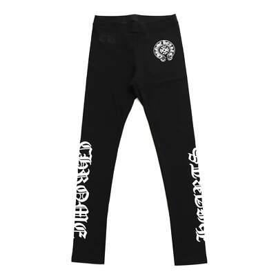 Chrome Hearts Script Horseshoe Tattoo Logo Black Leggings Yoga